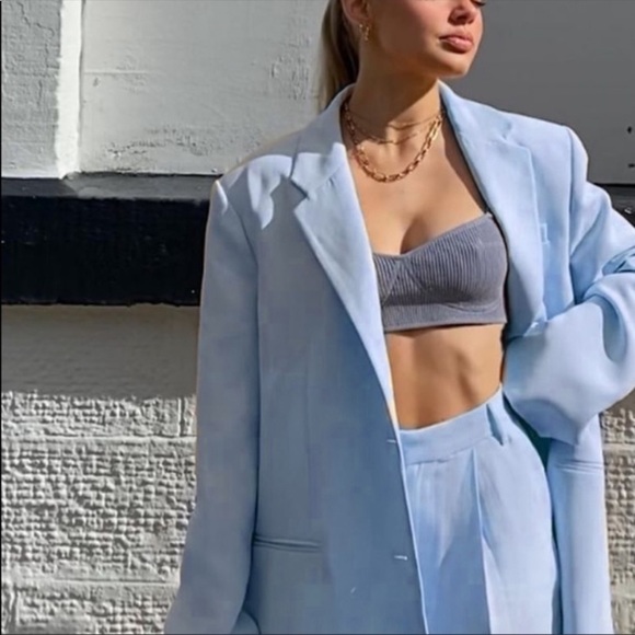 Zara Straight Cut Blazer Bloggers Favorite In Blue XS - Picture 1 of 13
